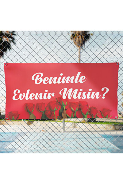 MIGNATIS Evlilik Teklifi Afişi Pankartı Gül Desenli Benimle Evlenir Misin 200...