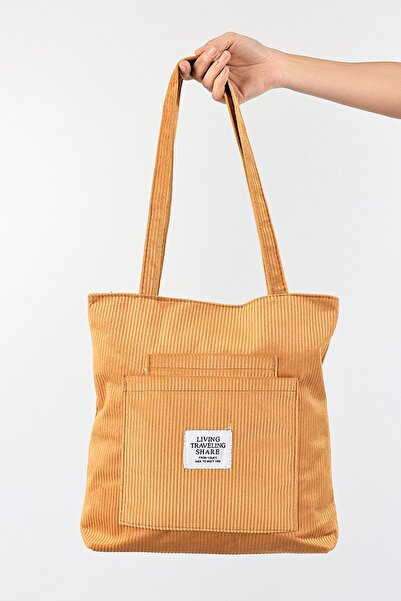 ikosga KADIN HARDAL KADİFE DOKULU KOL ÇANTASI 33CM X 33 CM