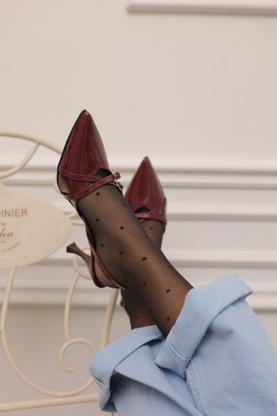 MYPOPPİSHOES Burgundy Patent Leather 8 Cm Heeled Shoes Tango