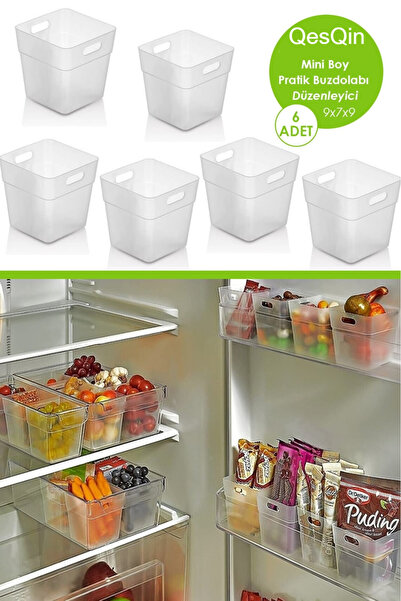 QesQin 6 Adet Buzdolabı Kapak Içi Düzenleyici Organizer 6'lı Buzdolabı Içi Dü...