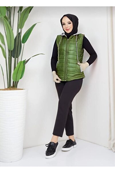 ECK MODA İçi Penye Astarlı Kapüşonlu Çift Cepli Şişme Yelek