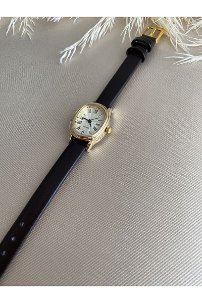 QUARTZ Rubsey Retro Minimal Vintage Leather Band Women's Wristwatch