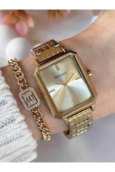 Ferrucci FC136001ساعة يد نسائية M02 Ferrucci بسلك فولاذي 3 ATM تشويه لا تترك ألوان + سوار معصم