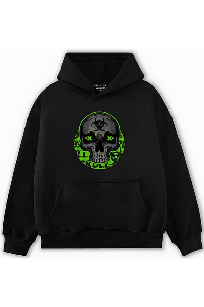 Edizen Φούτερ Skullx 2024 Oversize Premium 100% βαμβακερή κουκούλα