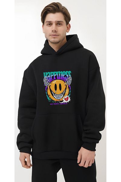 Edizen Φούτερ Happiness 2024 Oversize Premium 100% βαμβακερή κουκούλα
