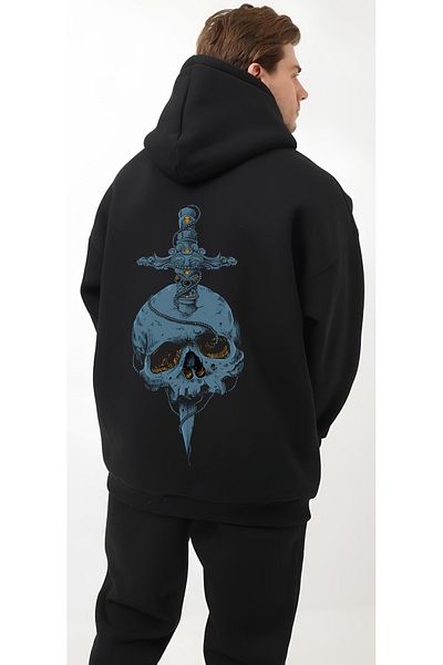 Edizen Hanorac cu glugă din bumbac 100% premium oversize 2024 cu imprimeu pe spate Sword Of Death