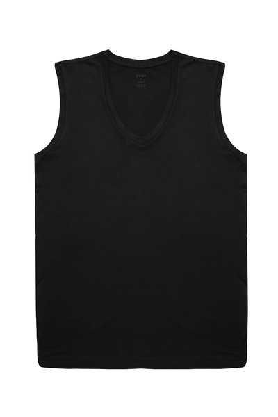 Eros Tricou fără mâneci negru Ers053 Micro modal cu decolteu în V
