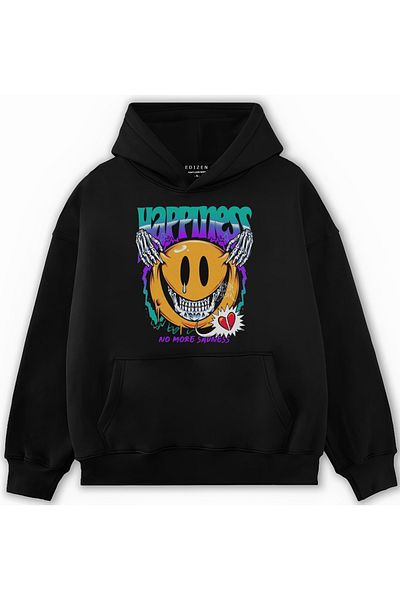Edizen Φούτερ Happiness 2024 Oversize Premium 100% βαμβακερή κουκούλα