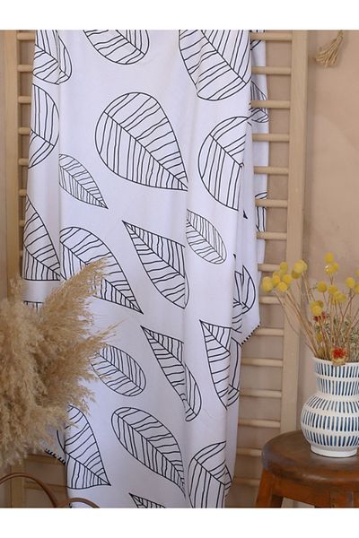 WALLHANG Black Leaf Fleece Blanket, Sofa Throw