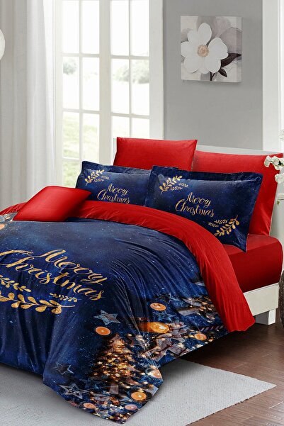 MonoHome Коледна украса Happy Noel - 100% памучен сатен 3D комплект спално бе...