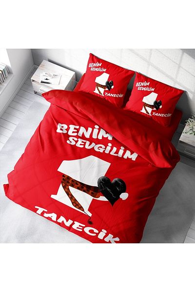 MonoHome Σετ Παπλωματοθήκη King Size Valentine's Day Cotton Satin Διπλό Σετ Παπλωματοθήκη Birtanem 220x240cm