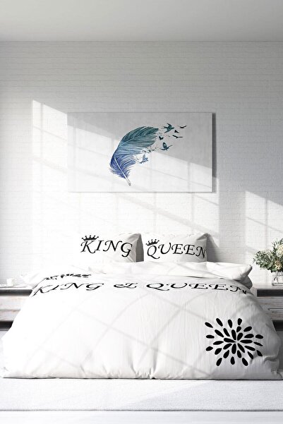 MonoHome White King-Queen 3D King Size Double Duvet Cover Set - 220X240Cm