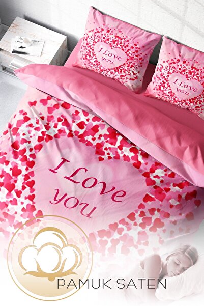 MonoHome King Size Cotton Satin Duvet Cover Set for Valentine's Day - Double, 220X240Cm