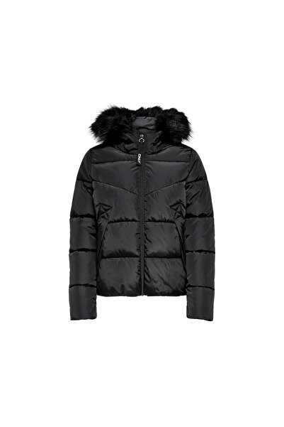 ONLY Onlmonica Късо пухено яке Дамско ежедневно палто 15205638-BLACK Черно