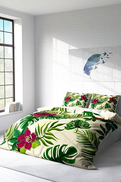 MonoHome Natural King Size Double Duvet Cover Set - Peace of the Green 220X240Cm