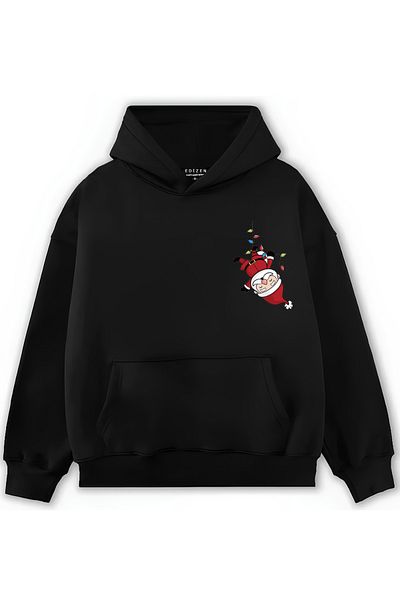 Edizen Πρωτοχρονιάτικο Special Santa Claus 2024 Oversize Premium 100% βαμβακερό φούτερ με κουκούλα