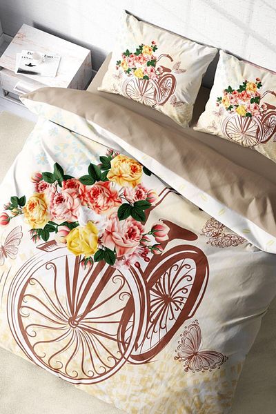 MonoHome Romantic King Size Bicycle Modern Duvet Cover Set - Double, 220X240Cm