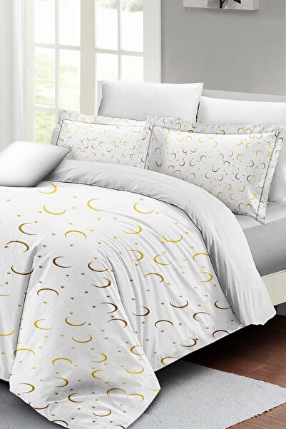 MonoHome King Size Gold Tiny Double Duvet Cover Set 3D Cotton Satin 220X240Cm