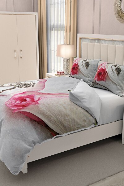 MonoHome King Size Valentine's Day Double Duvet Cover Set 100% Cotton Satin Mysterious Love 220X240Cm