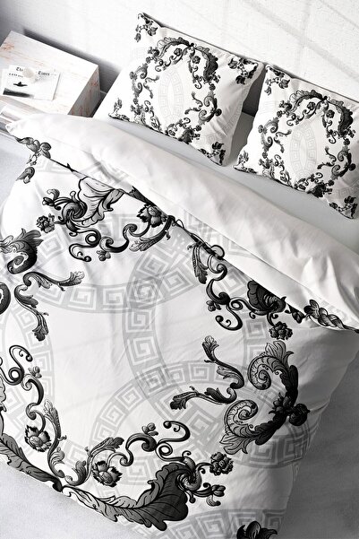 MonoHome Silver Baraque 3D King Size Double Duvet Cover Set - 220X240Cm