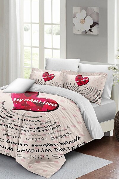 MonoHome King Size Valentine's Day Double Duvet Cover 100% Cotton Satin Darli...
