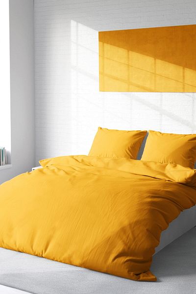 MonoHome King Size Yellow Lux Cotton Ranforce Double Duvet Cover Set 220X240Cm