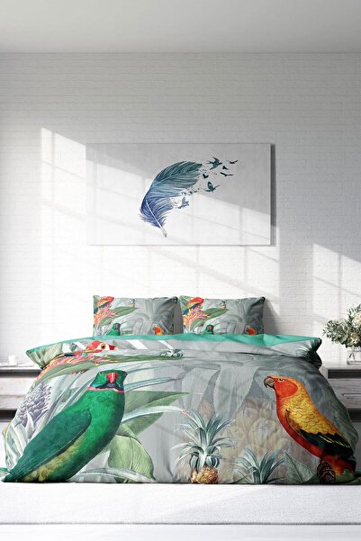 MonoHome King Size Parrot World Natural Double Duvet Cover Set 220X240Cm
