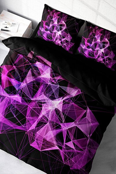 MonoHome King Size Purple Diamonds 3D Duvet Cover Set - Double, 220X240Cm