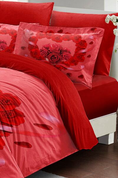 MonoHome King Size Valentine's Day Double Duvet Cover Set 100% Cotton Satin You&Me 220X240Cm