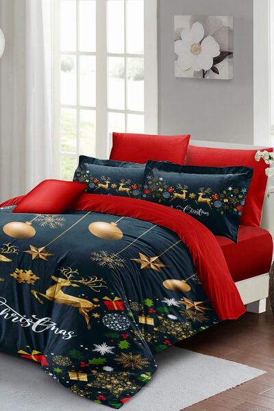 MonoHome Christmas Ornament Dark Deer - 100% Cotton Satin 3D Duvet Cover Set,...