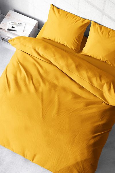 MonoHome King Size Yellow Lux Cotton Ranforce Double Duvet Cover Set 220X240Cm