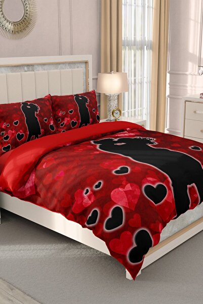 MonoHome King Size Valentine's Day Double Duvet Cover Set 100% Cotton Color of Love 220X240Cm