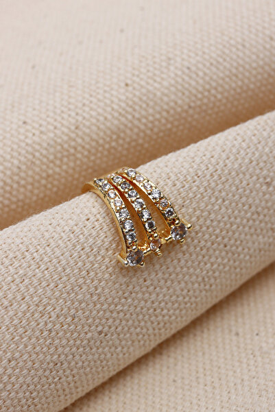 Genel Markalar Şeritli Gold Renk Ear Cuff Kıkırdak Küpe