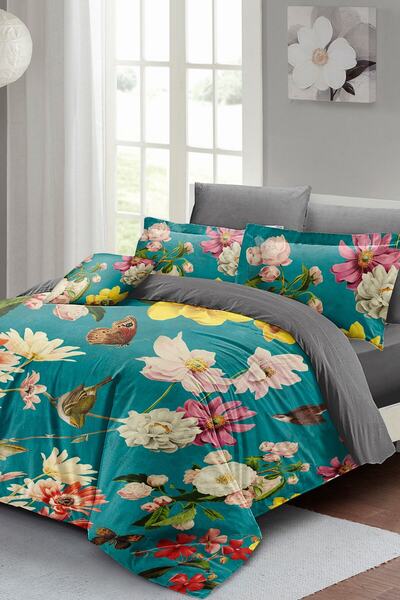 MonoHome طقم غطاء لحاف مزدوج من King Size Rose Mix 3D قطن ساتان 220x240 سم