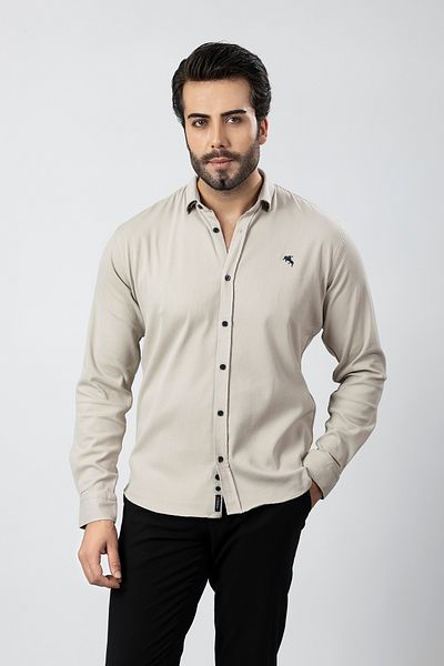 Polo Air Men's Shirt Slimfit Lycra Fabric Long Sleeve Pa-180 Stone Color