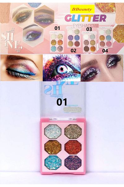 BBeauty 6-Piece Shimmering Glitter Eyeshadow - Comfortable Eyeshadow Palette