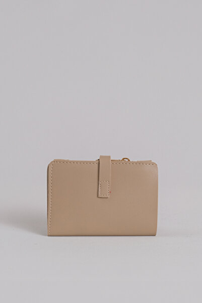 Çantacımstore Kadın Soft Dokulu Orta Boy Cüzdan Yumuşak Deri Bej