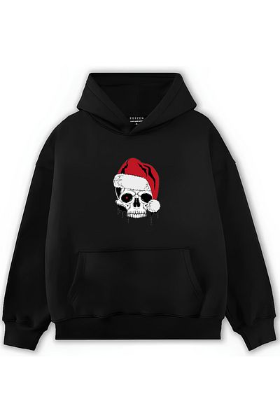 Edizen Φούτερ SkullChristmas 2024 Oversize Premium βαμβακερή κουκούλα