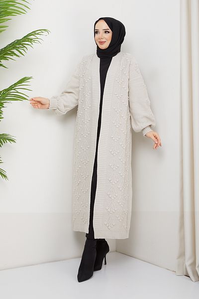Pamuk Butik Γυναικεία Πλεκτά Ολόσωμο Ζακέτα με σχέδιο Cherry Stone Color