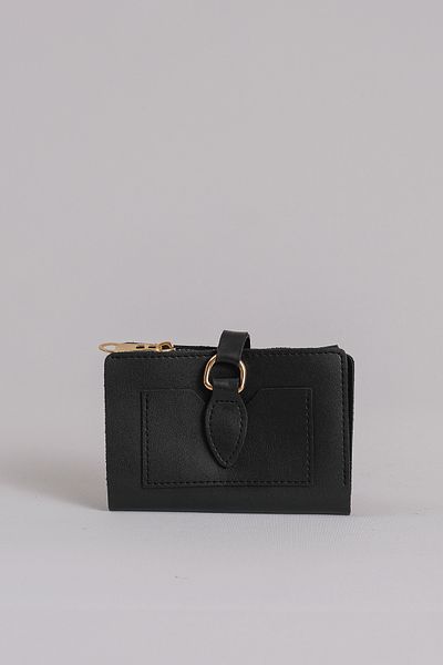 Çantacımstore Дамски портфейл от мека кожа със среден размер, черен