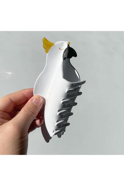 SUBU TASARIM Велика фігурна кісткова шпилька білого кольору SBT1759