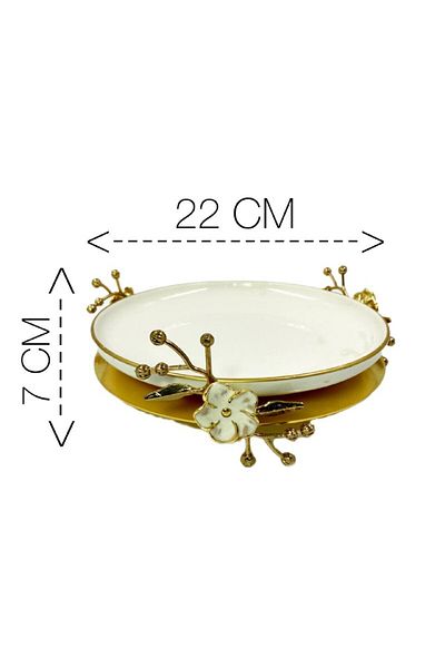 HELVACIOĞLU AKSESUAR Floral Laser Porcelain Presentation Holder 22 cm