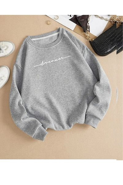 WNWGKN Φούτερ TRENDPUNKY Oversize Dremear με στάμπα με φλις μέσα χειμώνα