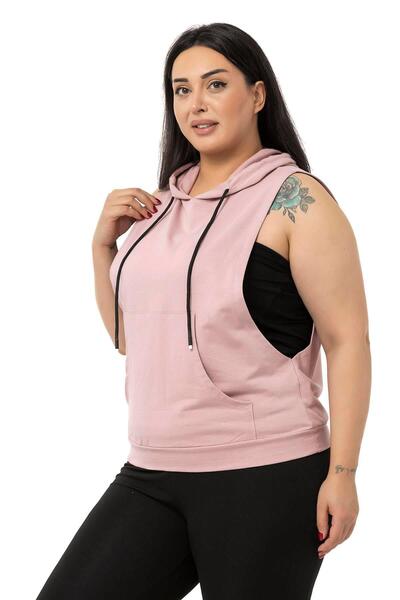 DISENTIS MODEST Μπλουζάκι σε σκόνη μεγάλου μεγέθους με κουκούλα και φαρδύ μανίκι με τσέπη