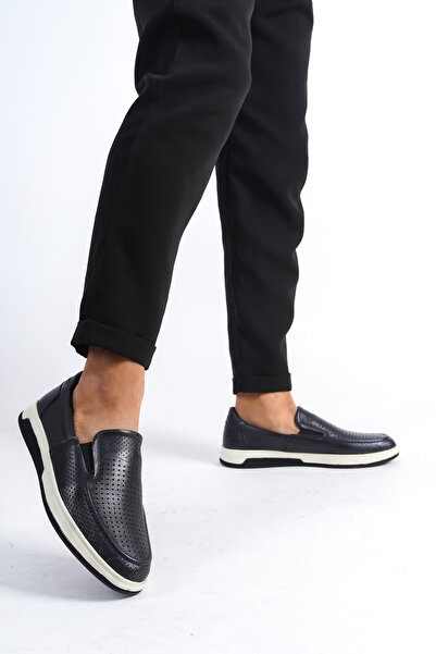 Deripabuc Genuine Leather Navy Blue Men's Leather Casual Shoes Mrd7-2099