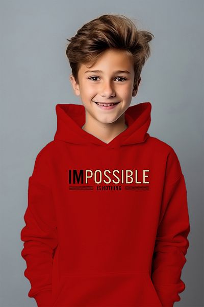 ADA BEBEK ÇOCUK Черен извънгабаритен суичър с щампи Impossible за момче