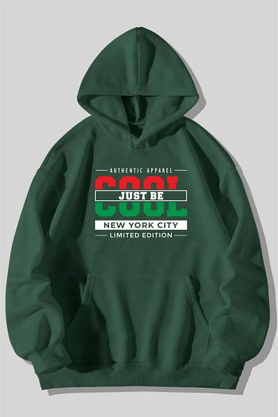 ciwi&life Unisex 2ip Raised COOL Printed Green Oversize φούτερ