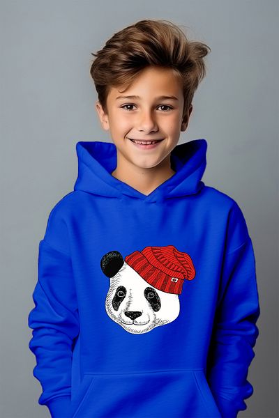 ADA BEBEK ÇOCUK Pălărie pentru băieți, hanorac oversize cu imprimeu panda