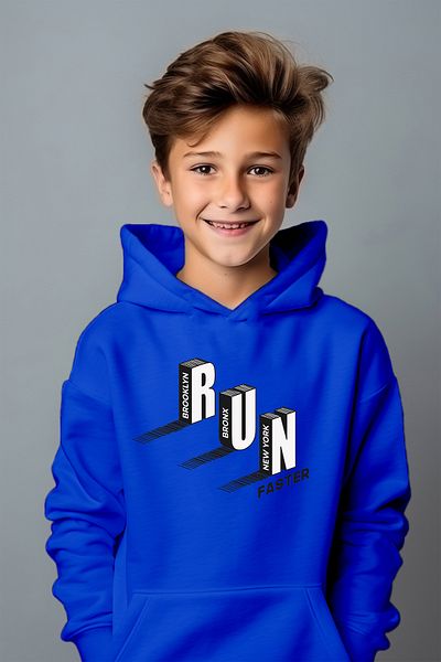 ADA BEBEK ÇOCUK Hanorac oversize cu imprimeu Run Run Run pentru băiat