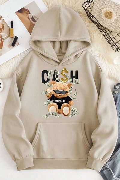 ciwi&life Φούτερ Unisex 2ip Raster CASH με στάμπα μπεζ oversize